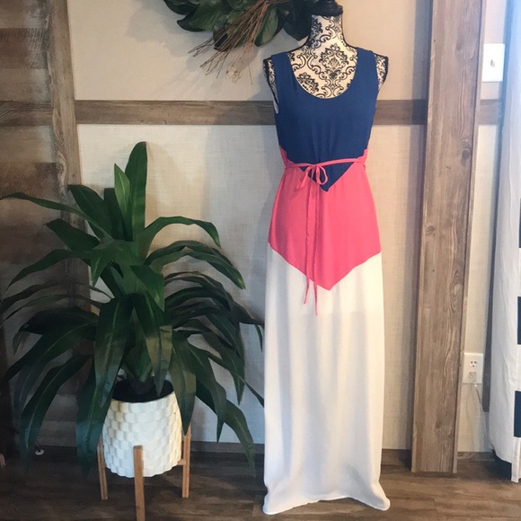 Rachel Kate Dresses & Skirts - Rachel Kate Chevron 3 Tone Maxi Dress